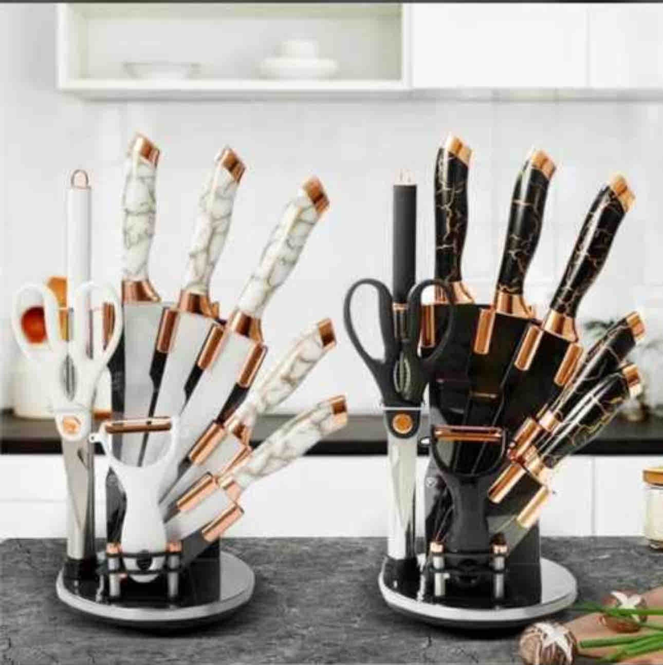 Set De Cuchillos Mármol De Lujo 9 Piezas